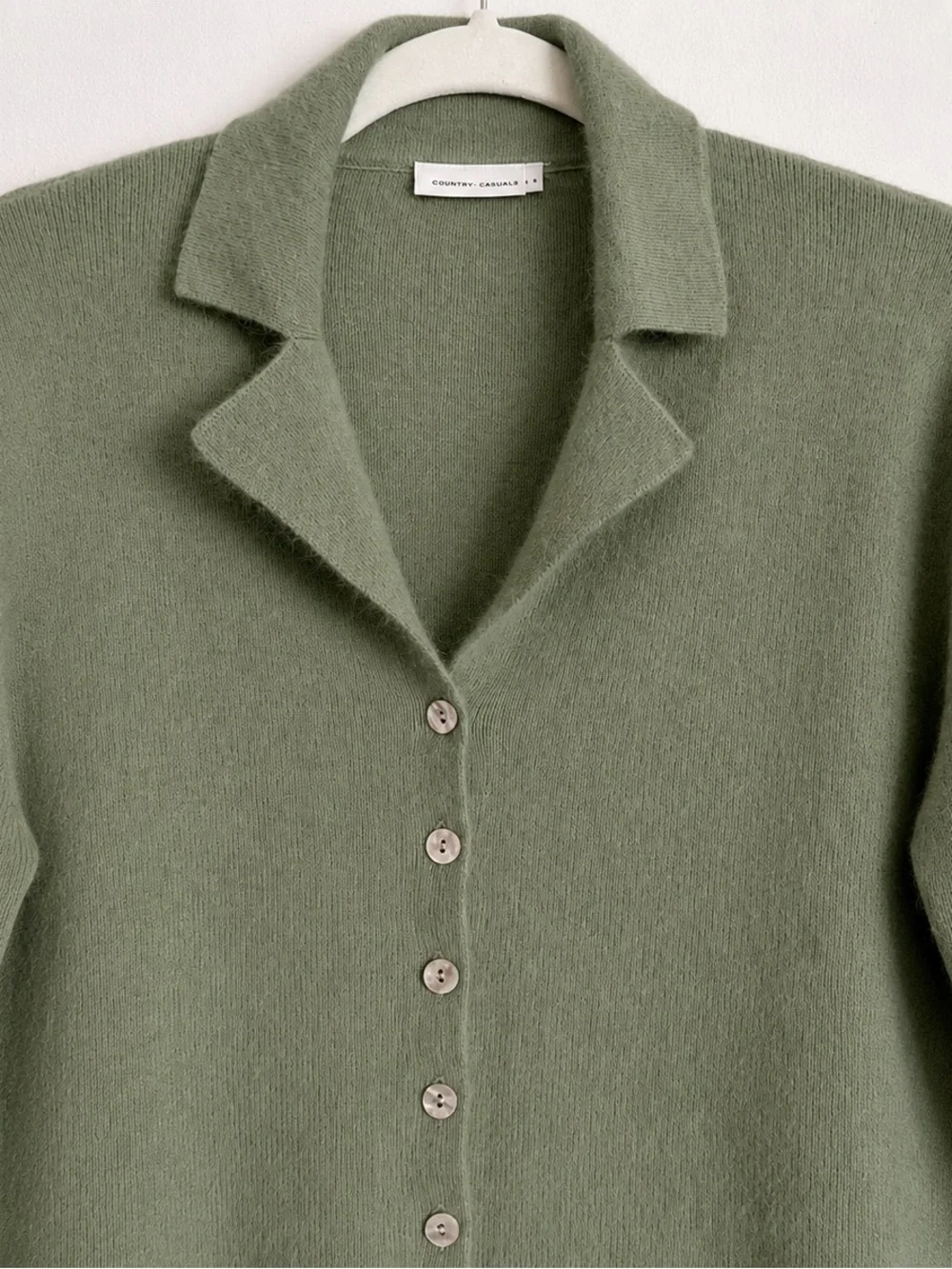 Vintage '90s Country Casuals Sage Green Angora Collard Cardigan Size L